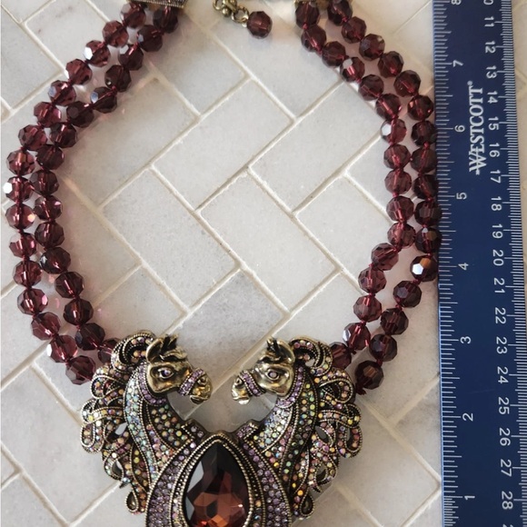 Elegant Horse Pendant Necklace with Garnet Beads Heidi Daus Inspired - Picture 4 of 5